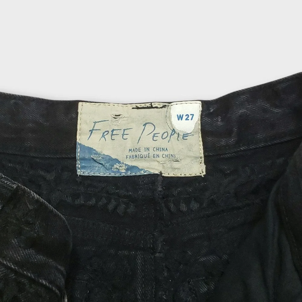 Free People Etienne Field Cutoff Shorts Black Embroidered OB477488 Womens Sz 27‎